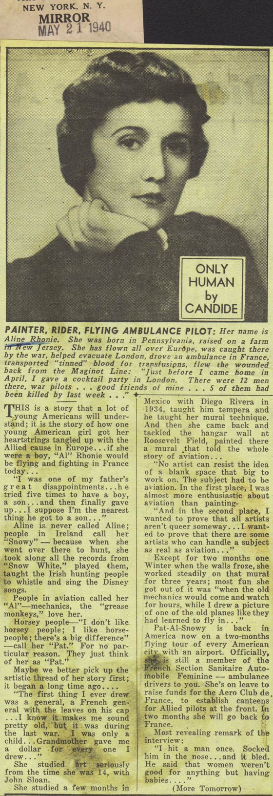 New York Mirror, May 21, 1940 (Source: Roberts)